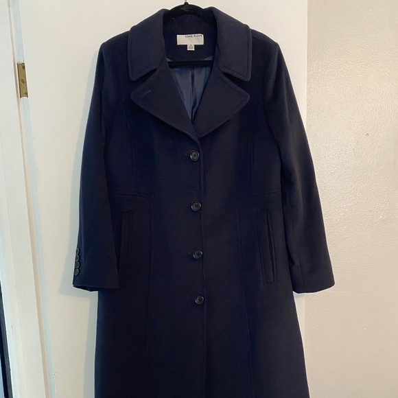 Anne Klein Women’s Single Breasted Notch Collar Wool Blend Maxi Coat